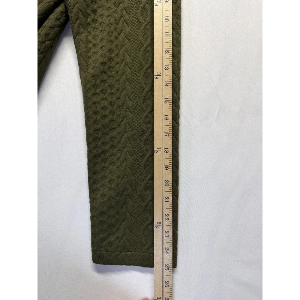 Made by Johnny Cardigan Sweater Womens Large Olive Green Cable Knit Open Front